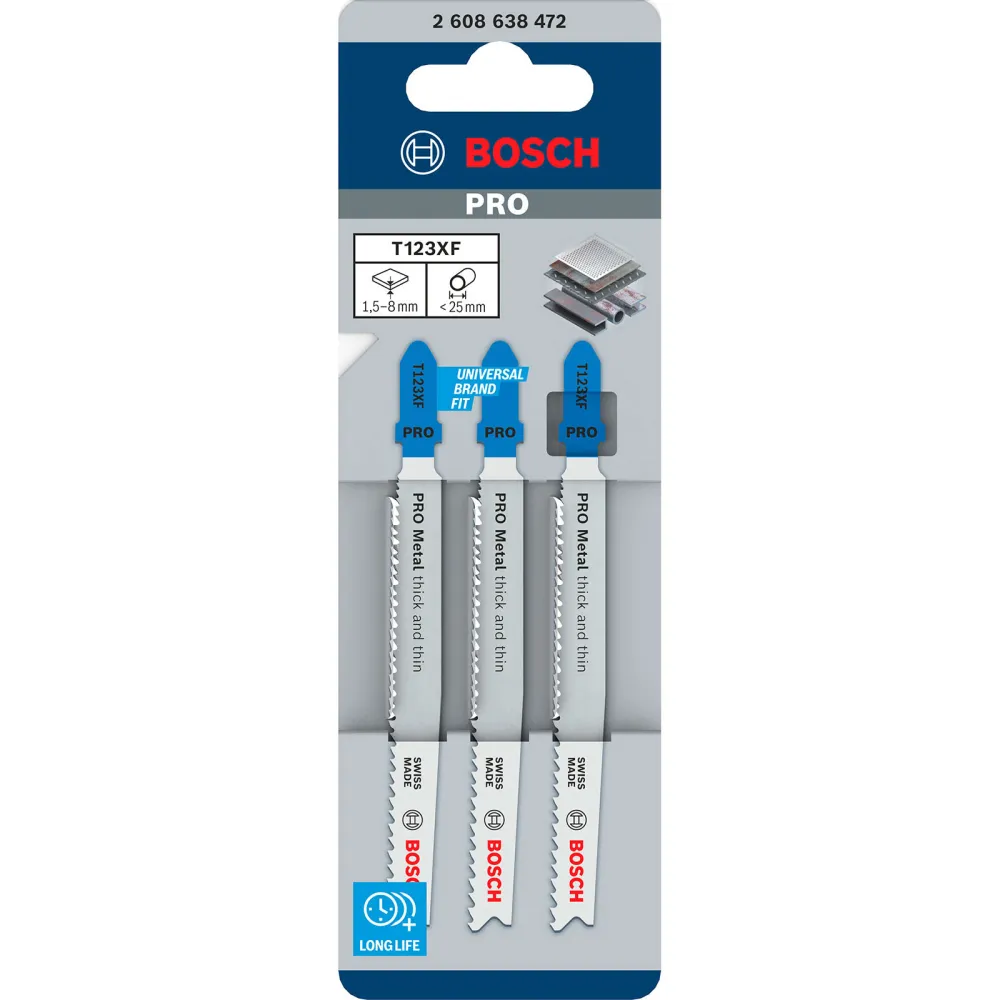 Bosch PRO Metal thick and thin T123XF Stichsägeblatt 100 mm 3-tlg. - 2608638472