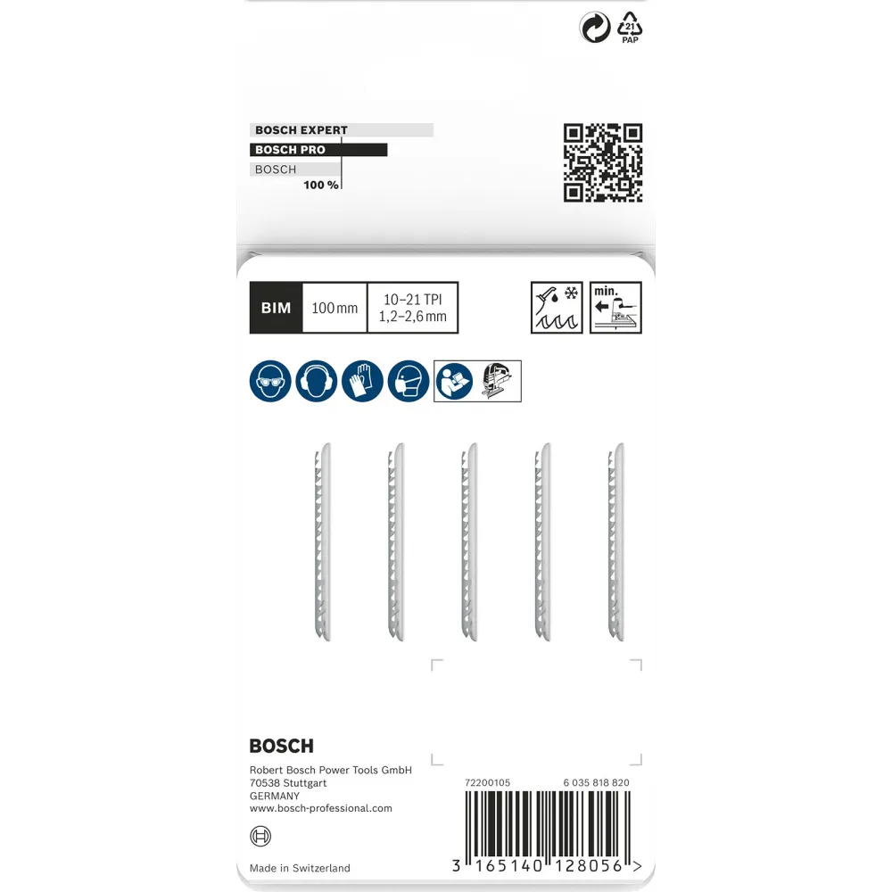 Bosch PRO Metal thick and thin T123XF Stichsägeblatt 100 mm 5-tlg. - 2608638473