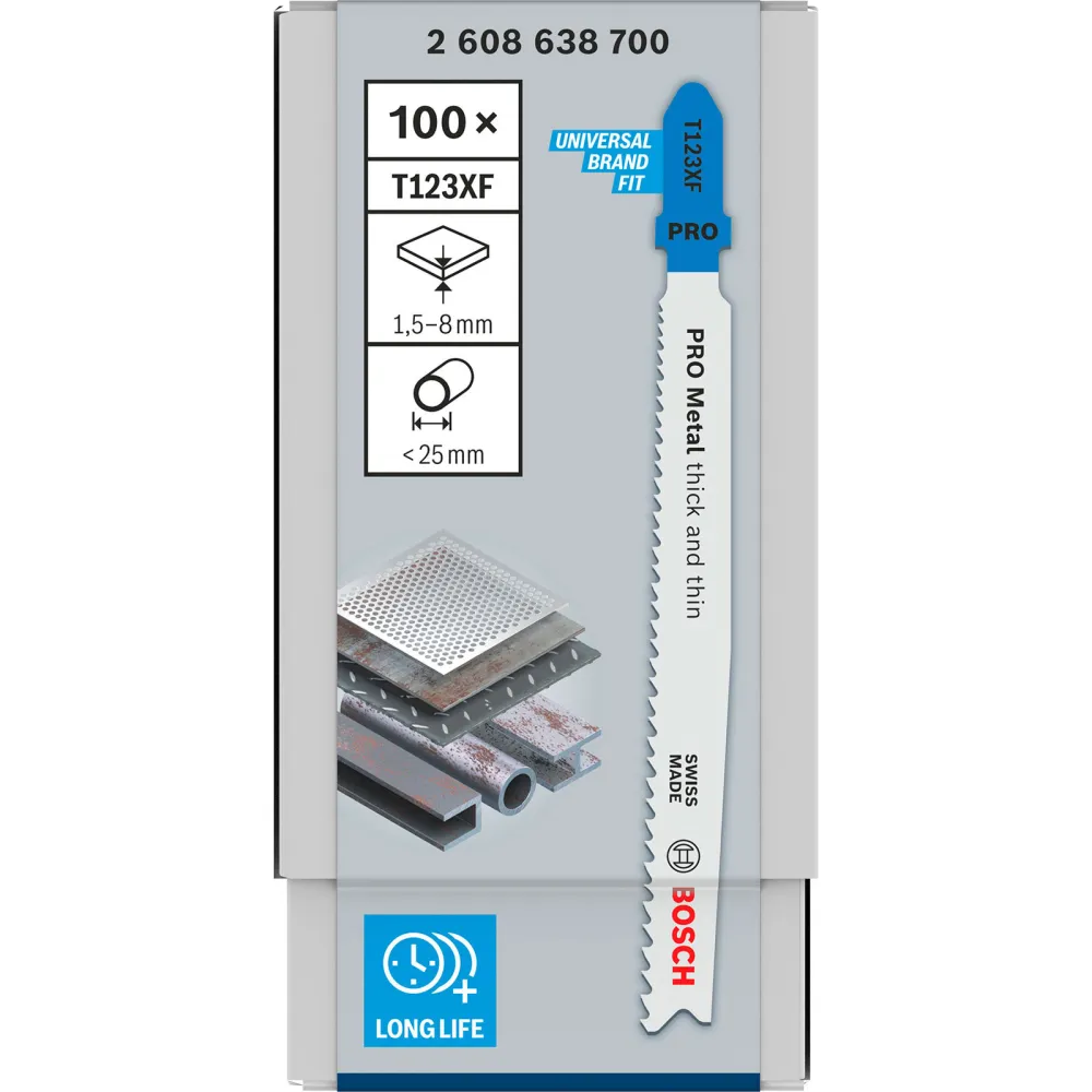 Bosch PRO Metal thick and thin T123XF Stichsägeblatt 100 mm 100-tlg. - 2608638700