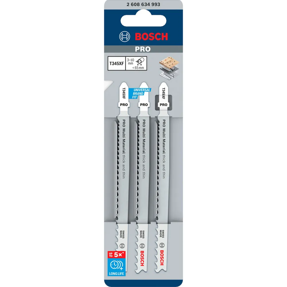 Bosch PRO Multi Material thick and thin T345XF Stichsägeblatt 132 mm 3-tlg. - 2608634993