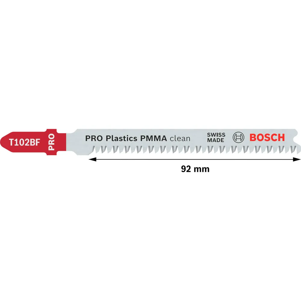 Bosch PRO Plastics PMMA clean T102BF Stichsägeblatt 92 mm 3-tlg. - 2608636780