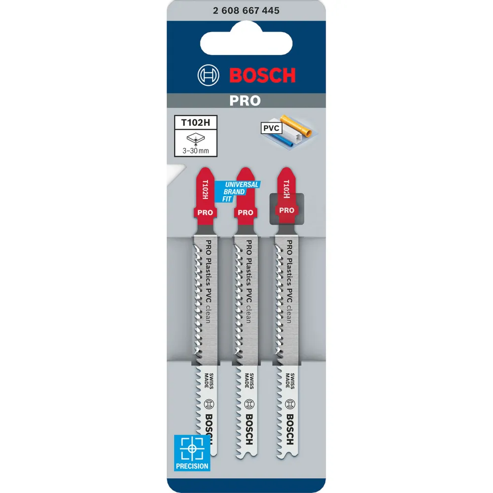 Bosch PRO Plastics PVC clean T102H Stichsägeblatt 100 mm 3-tlg. - 2608667445