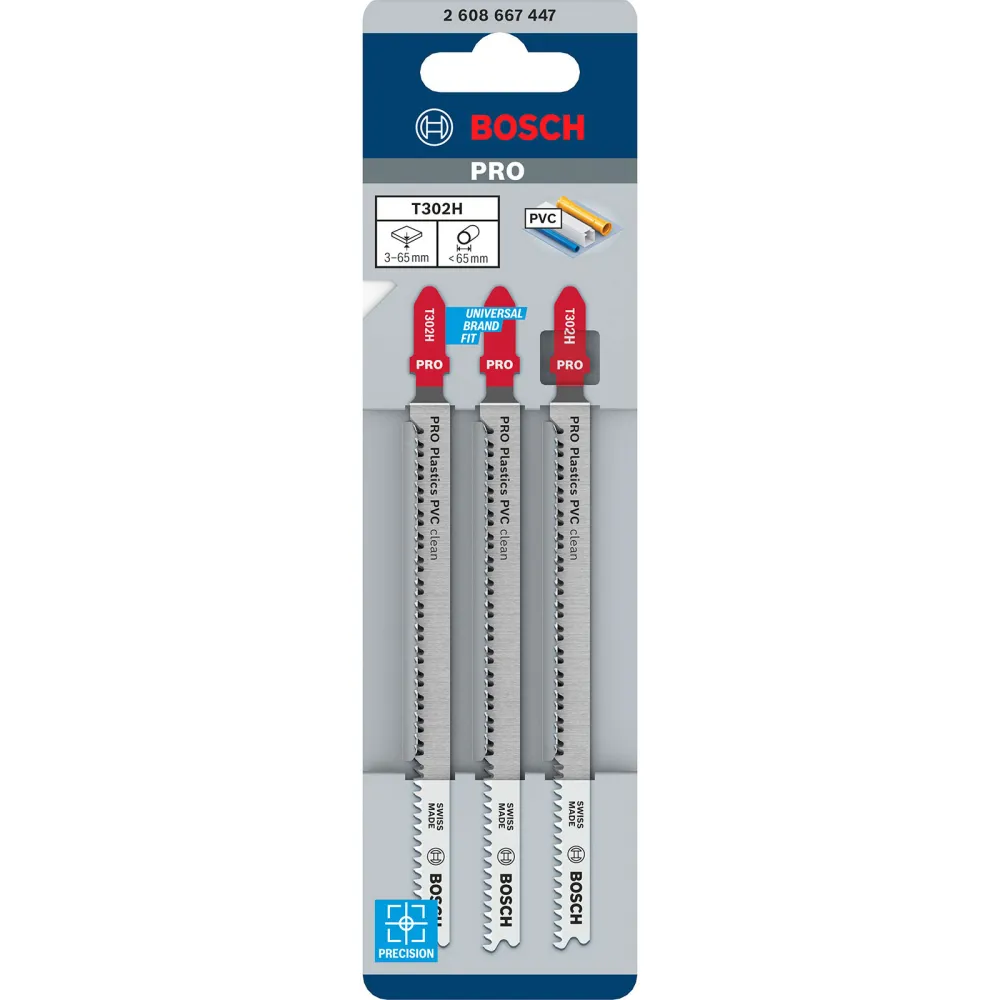 Bosch PRO Plastics PVC clean T302H Stichsägeblatt 132 mm 3-tlg. - 2608667447