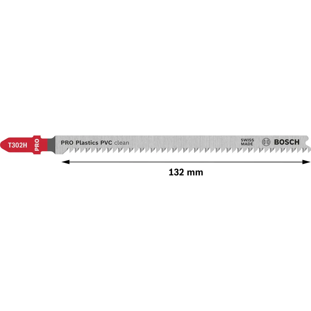 Bosch PRO Plastics PVC clean T302H Stichsägeblatt 132 mm 5-tlg. - 2608667448