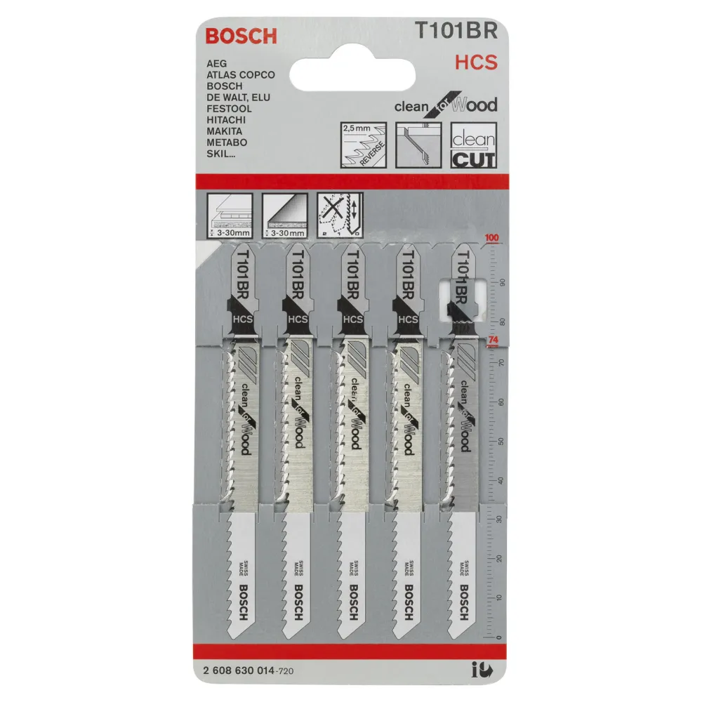 Bosch 5x Stichsägeblatt T 101 BR Clean Wood - 2608630014