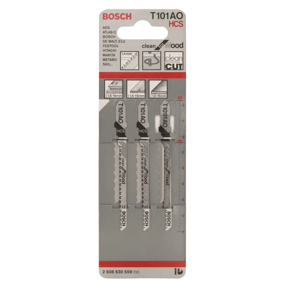 Bosch 3x Stichsägeblatt T 101 AO Clean Wood - 2608630559