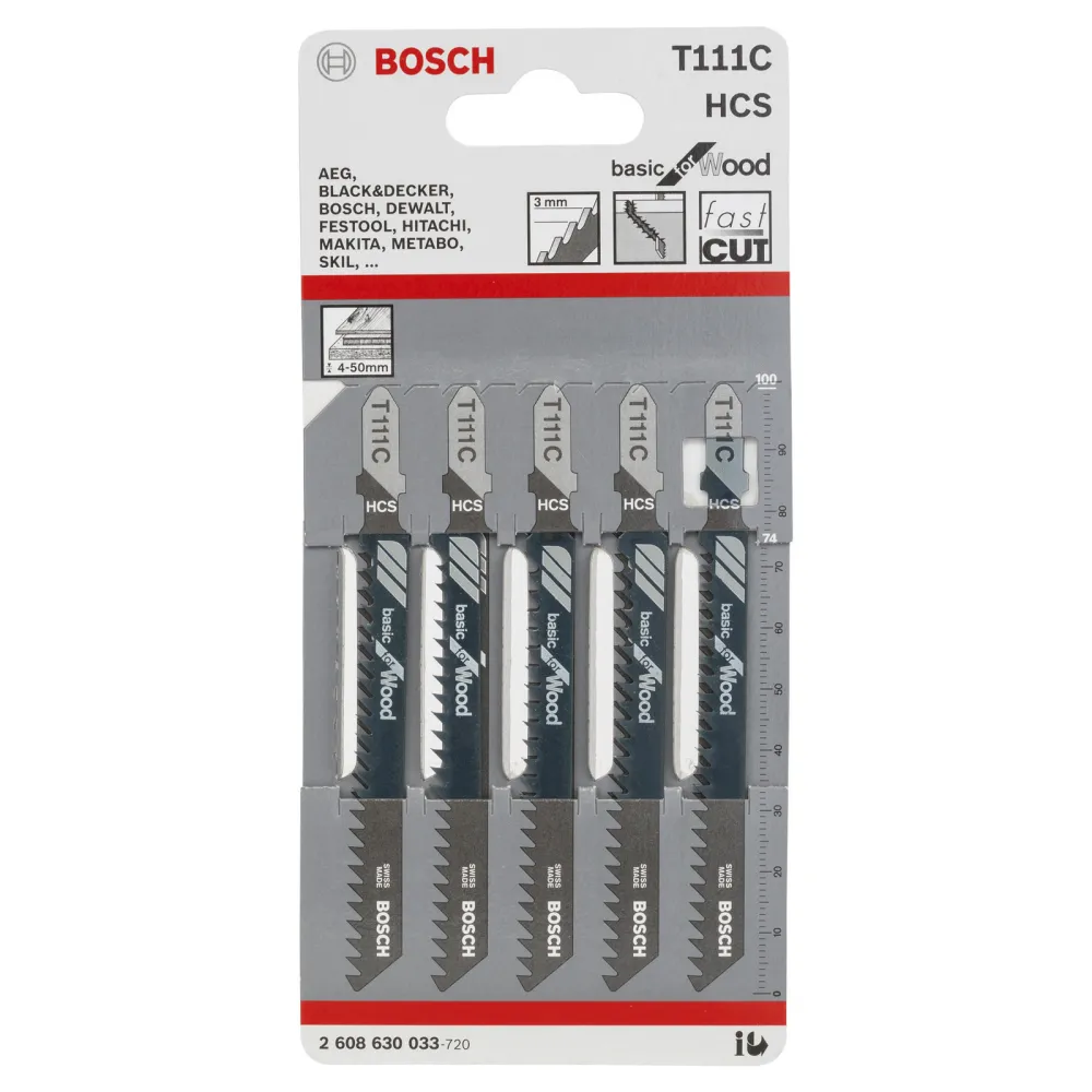 Bosch 5x Stichsägeblatt T 111 C Basic Wood - 2608630033