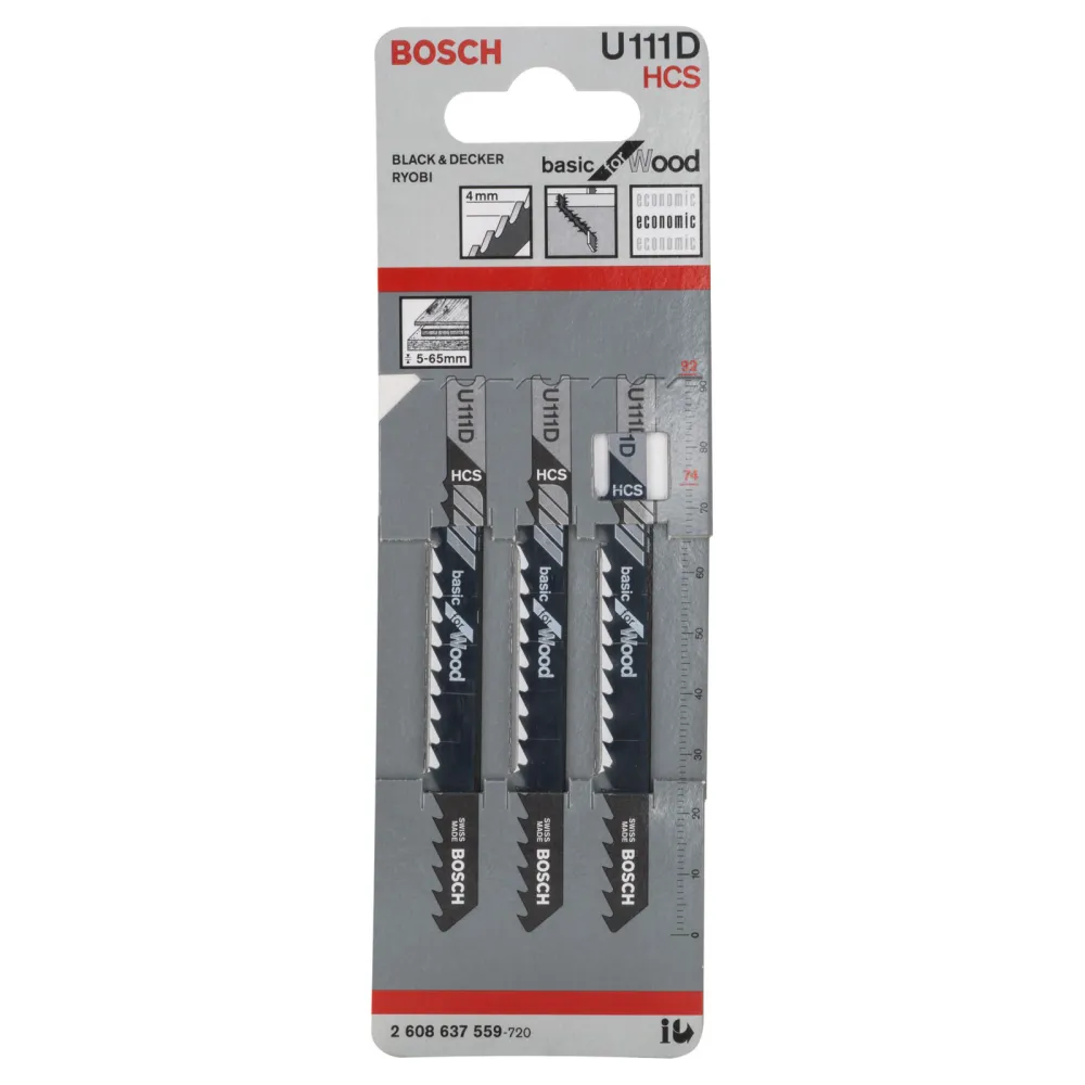 Bosch 3x Stichsägeblatt U 111 D Basic Wood - 2608637559
