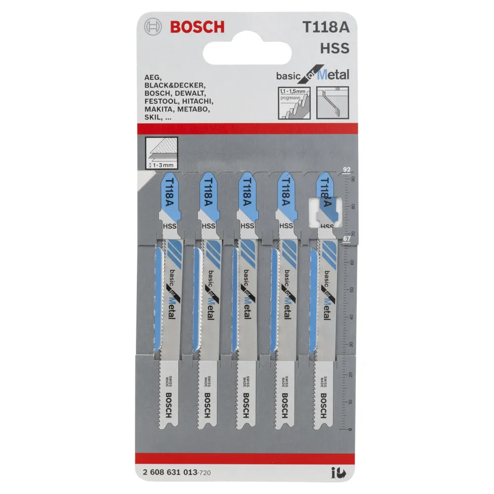 Bosch 5x Stichsägeblatt T 118 Basic Metal - 2608631013