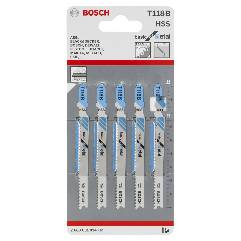 Bosch 5x Stichsägeblatt T 118 B Basic Metal - 2608631014