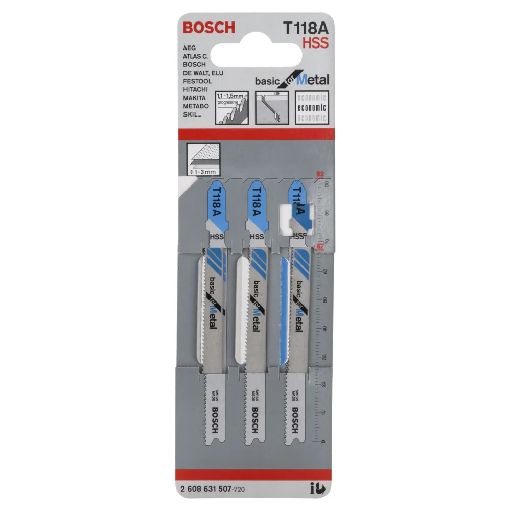 Bosch 3x Stichsägeblatt T 118 Basic Metal - 2608631507