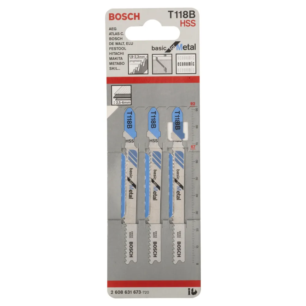 Bosch 3x Stichsägeblatt T 118 B Basic Metal - 2608631673