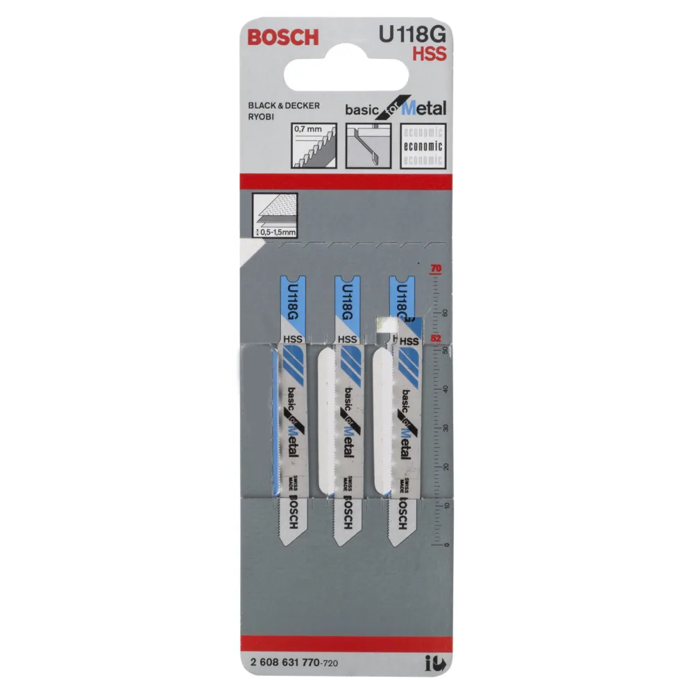 Bosch 3x Stichsägeblatt U 118 G Basic Metal - 2608631770