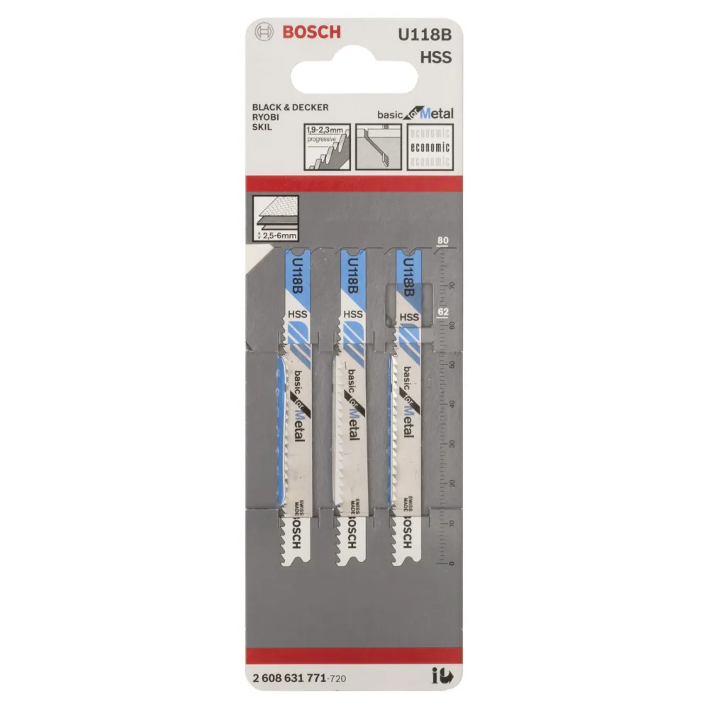 Bosch 3x Stichsägeblatt U 118 B Basic Metal - 2608631771