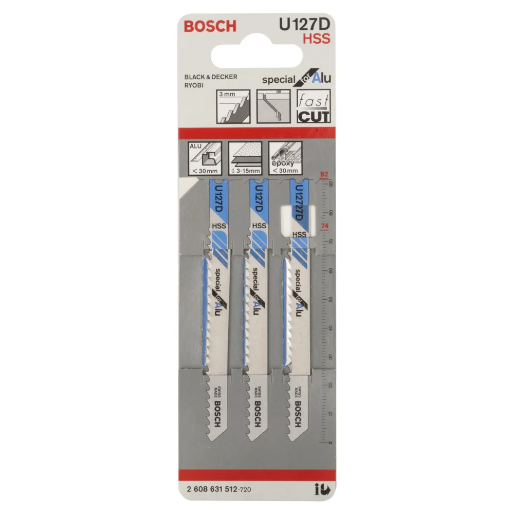 Bosch 3x Stichsägeblatt U 127 D Special Alu - 2608631512