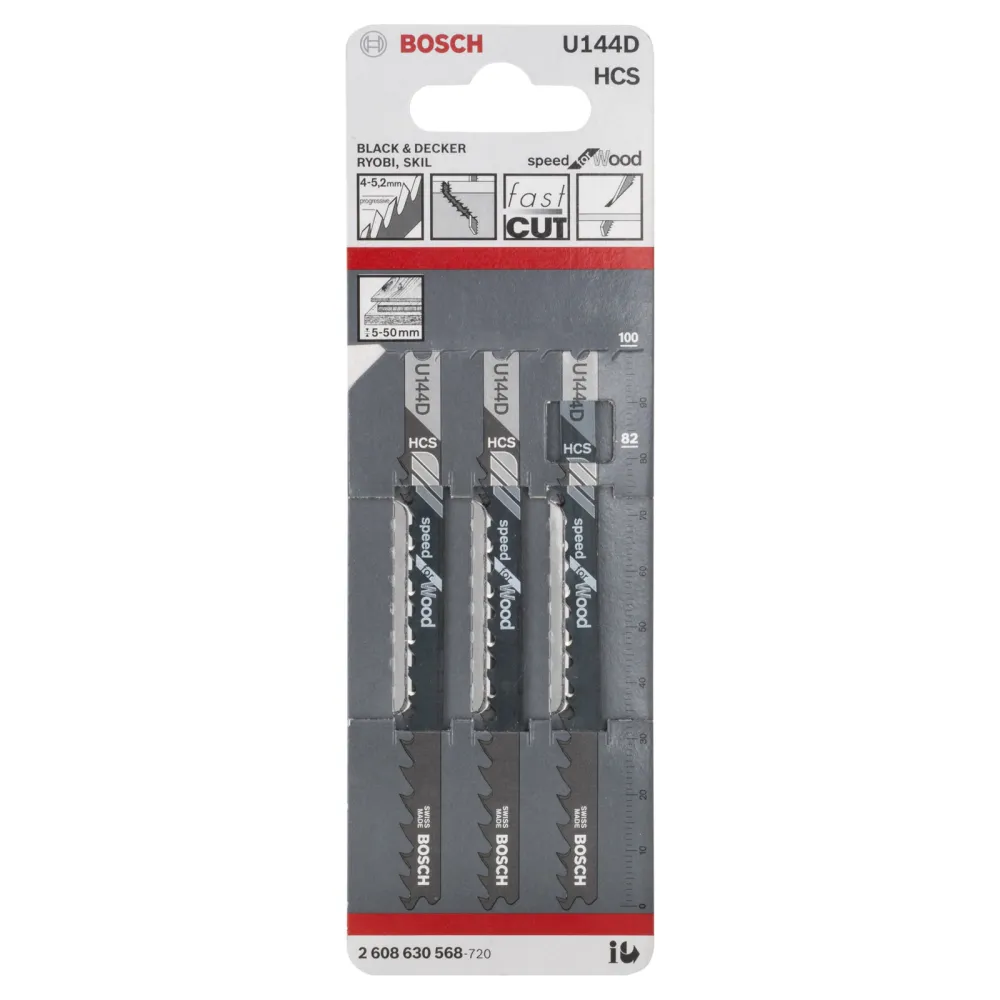 Bosch 3x Stichsägeblatt U 144 D Speed Wood - 2608630568