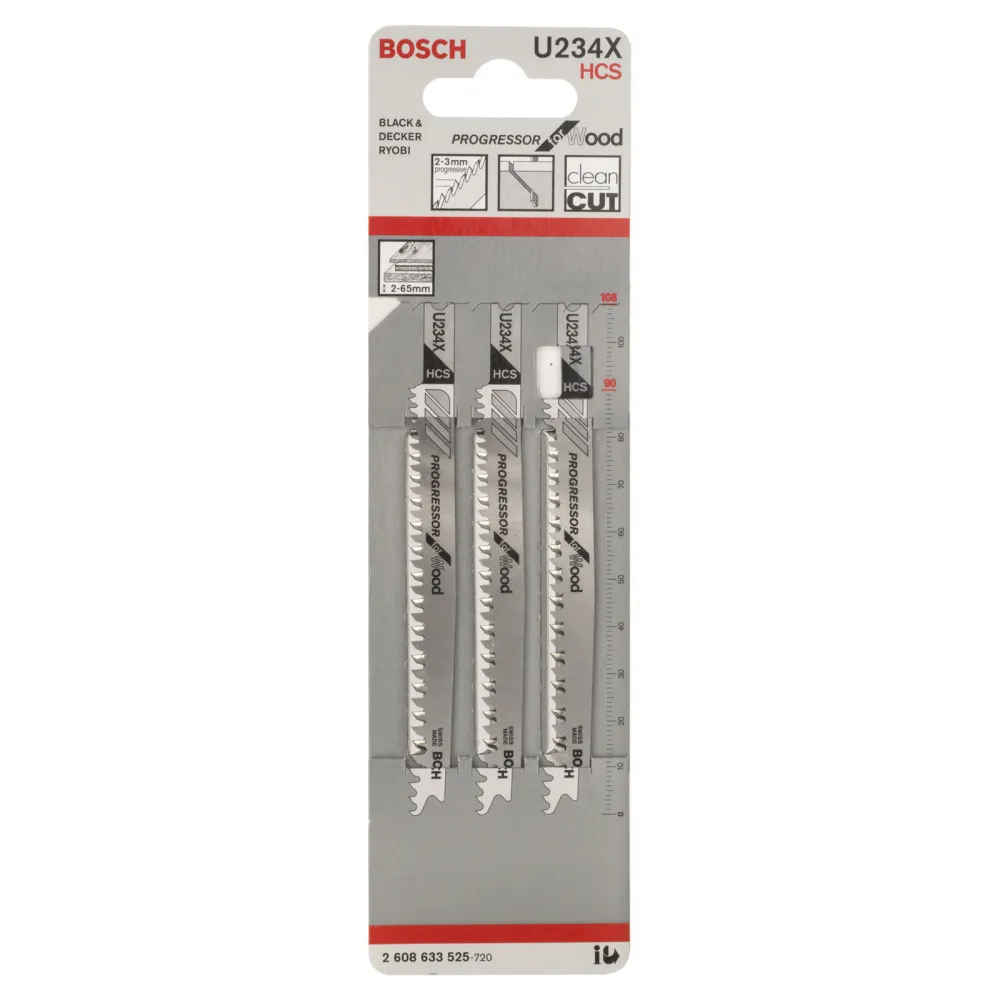 Bosch 3x Stichsägeblatt U 234 X Progressor Wood - 2608633525