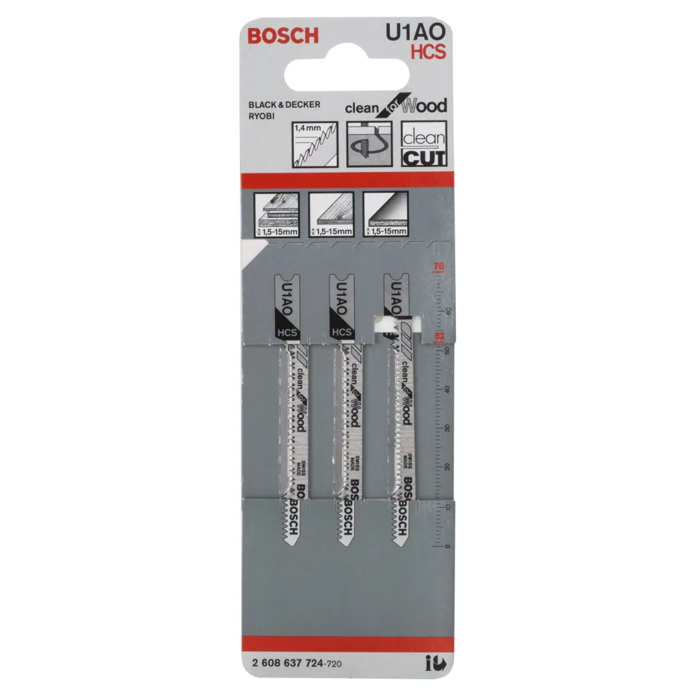 Bosch 3x Stichsägeblatt U 1 AO Clean Wood - 2608637724