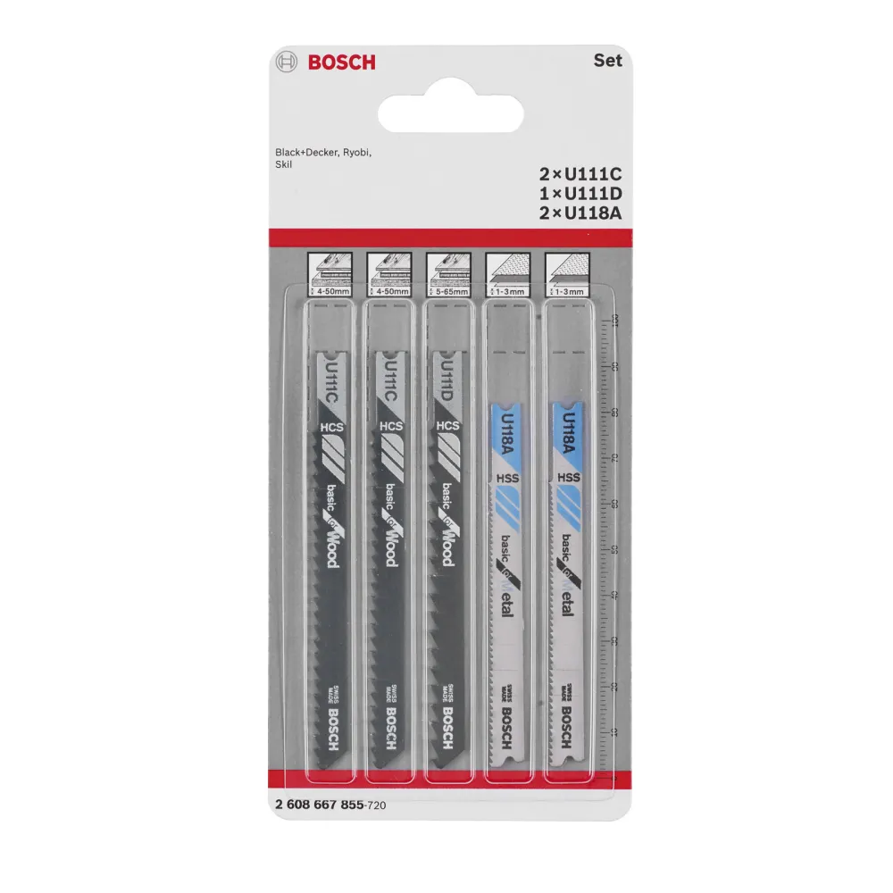 Bosch Stichsägeblatt-Set Basic Wood and Metal 5tlg. Universalschaft - 2608667855