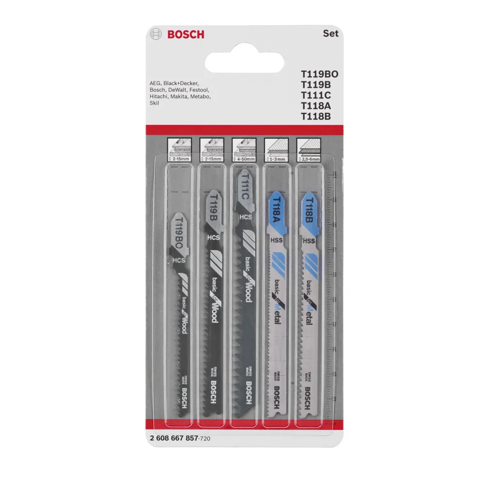 Bosch Stichsägeblatt-Set Wood and Metal Basic 5tlg. Einnockenschaft - 2608667857