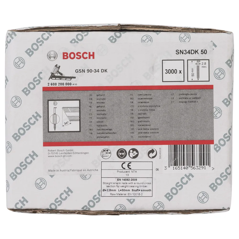 Bosch D-Kopf Streifennagel SN34DK 50 2,8 mm 50 mm blank glatt - 2608200000