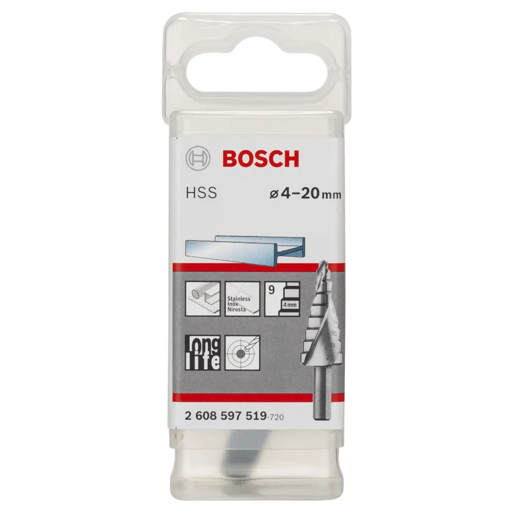 Bosch Stufenbohrer HSS 9 Stufen 4 - 20 mm - 2608597519