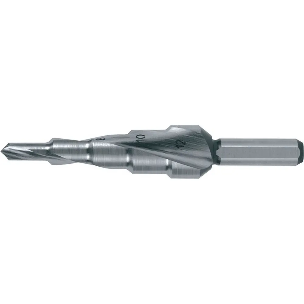 RUKO Stufenbohrer HSS spiralgenutet mit Kreuzanschliff 5 Stufen Ø 4 - 12 mm - 101050-5