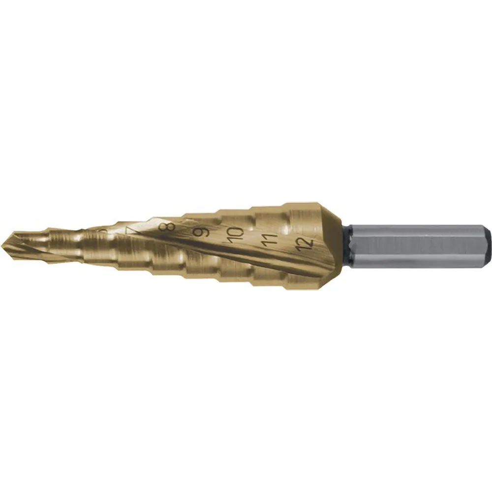 RUKO Stufenbohrer HSS-TiN spiralgenutet mit Kreuzanschliff Ø 4 - 12 mm - 101050-9T