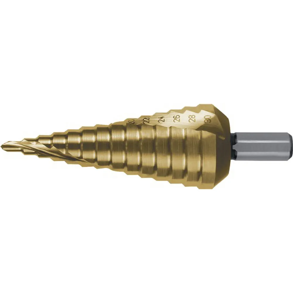 RUKO Stufenbohrer HSS-TiN spiralgenutet mit Kreuzanschliff Ø 4 - 30 mm - 101052T