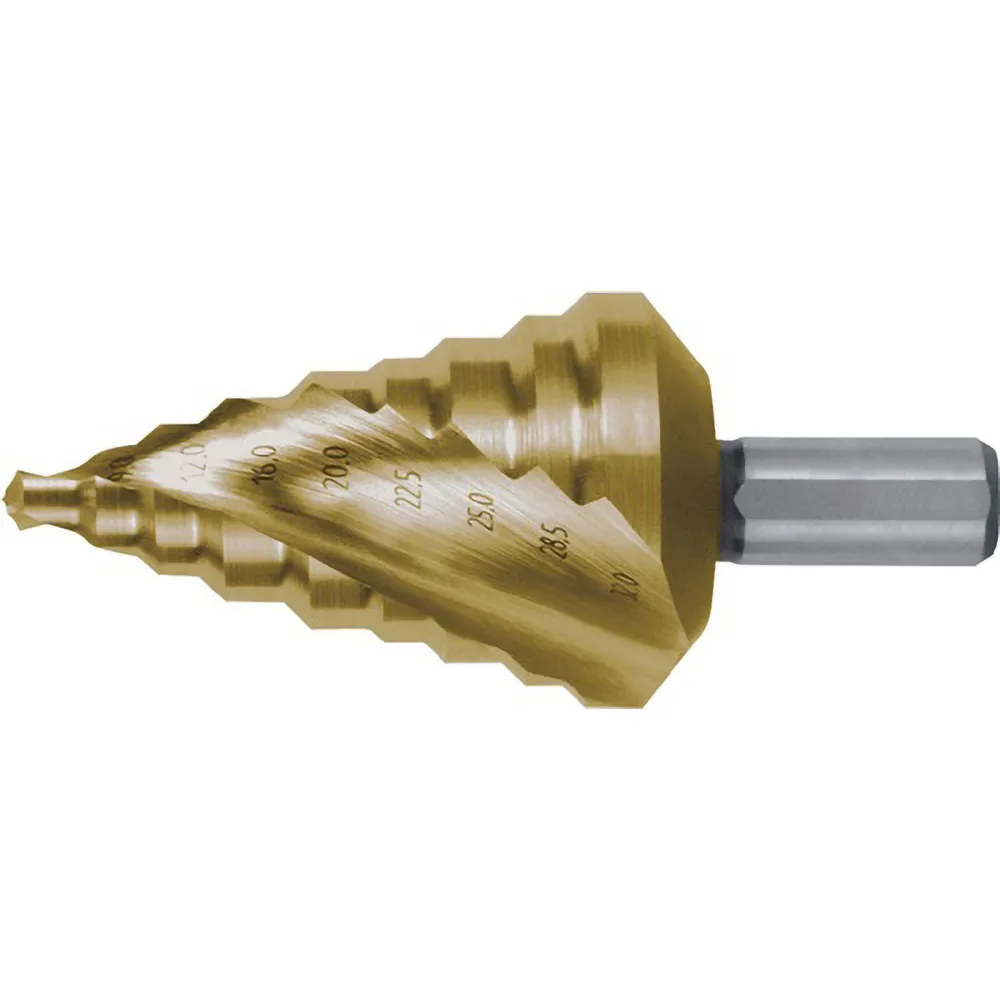 RUKO Stufenbohrer HSS-TiN spiralgenutet mit Kreuzanschliff Ø 6 - 32 mm - 101096T
