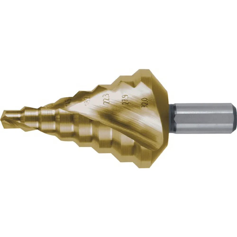 RUKO Stufenbohrer HSS-TiN spiralgenutet mit Kreuzanschliff Ø 6 - 32 mm - 101057T
