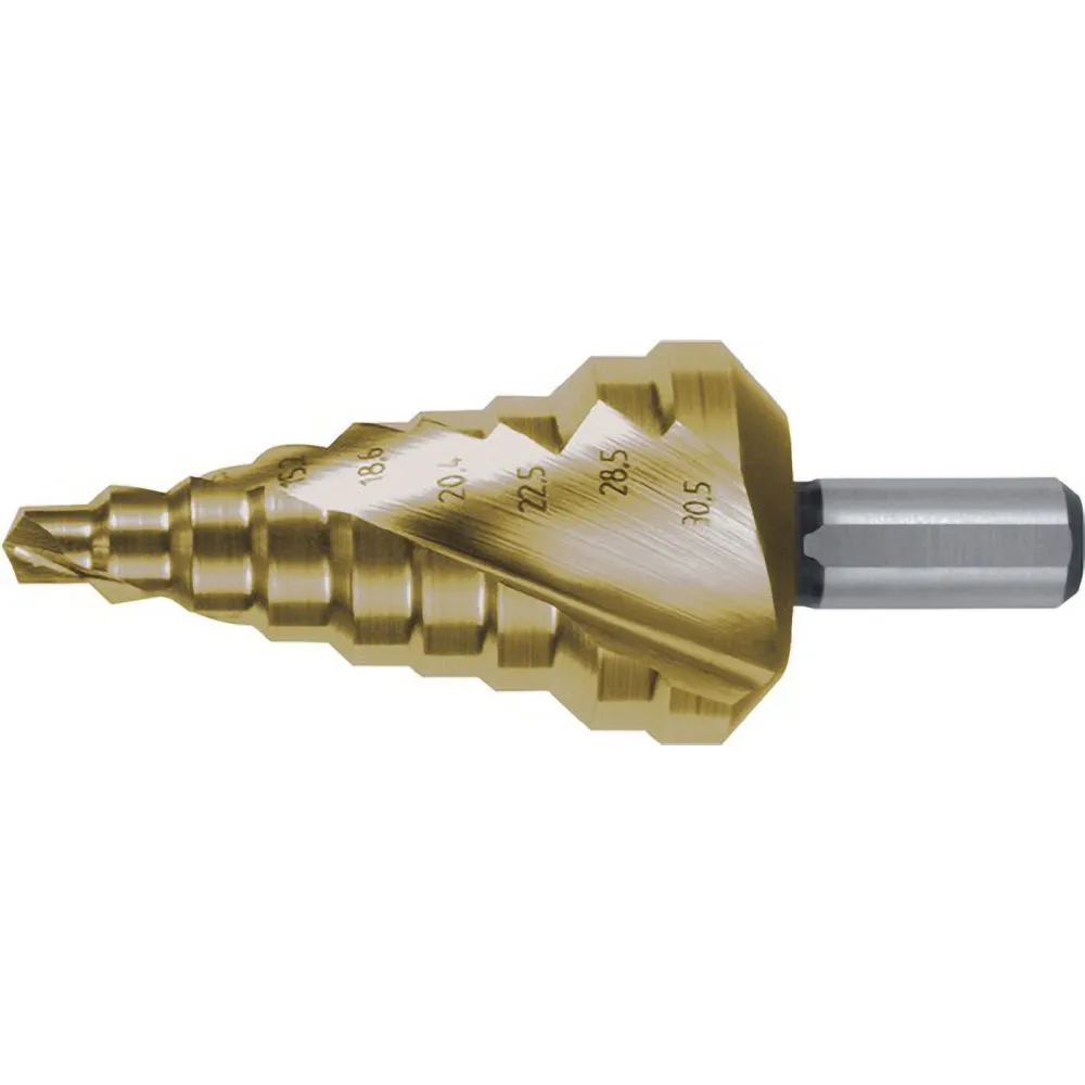 RUKO Stufenbohrer HSS-TiN spiralgenutet mit Kreuzanschliff Ø 6 - 30,5 mm - 101098T