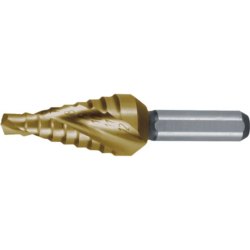 RUKO Stufenbohrer HSS-TiN spiralgenutet mit Kreuzanschliff kurz Ø 4 - 12 mm - 101061T