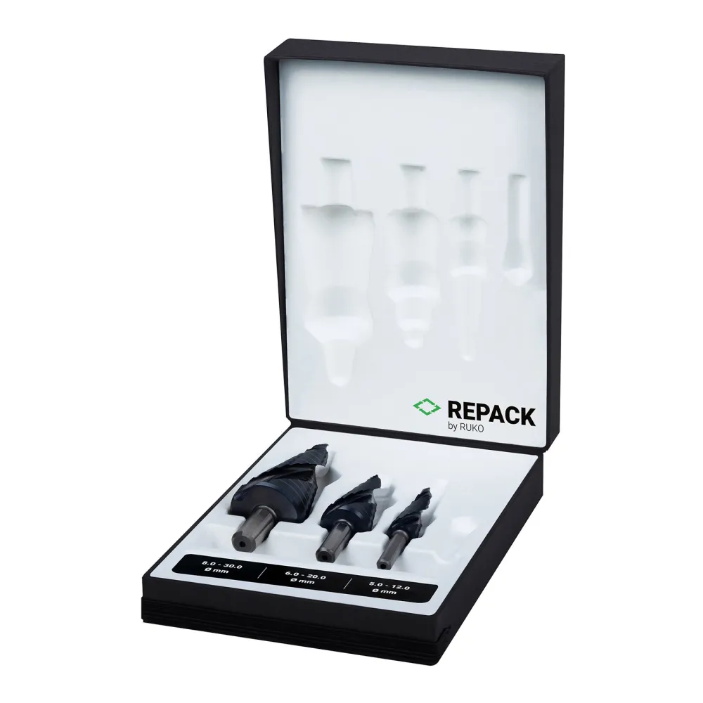 RUKO ULTIMATECUT Stufenbohrer-Satz HSS RUnaTEC mit FLOWSTEP® Spitze REPACK 3 teilig - 101626PRK