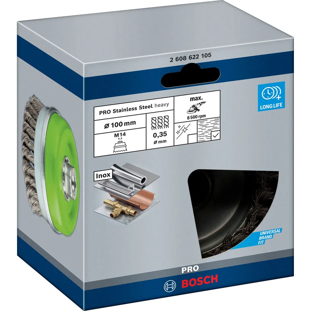 Bosch PRO Stainless Steel heavy Topfbürste 100 x 0,35 mm Gewinde - 2608622105