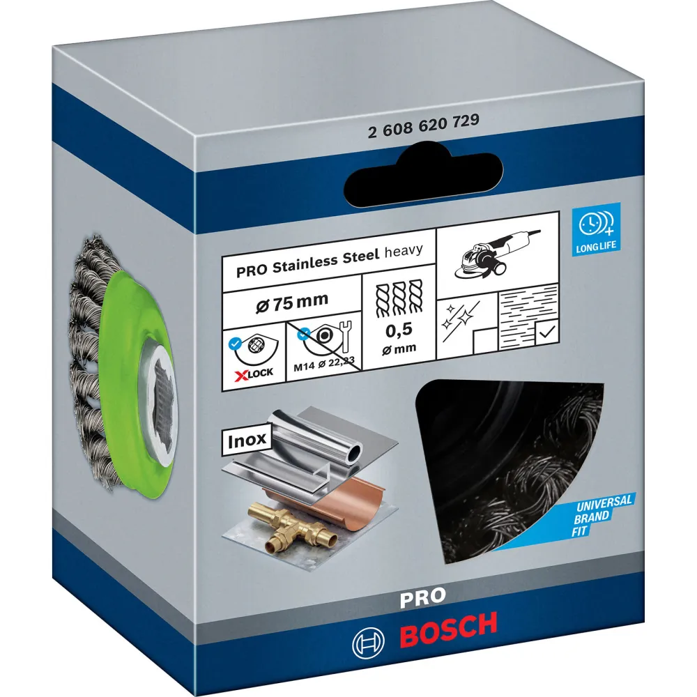 Bosch PRO Stainless Steel heavy X-Lock Topfbürste 75 x 0,50 mm - 2608620729