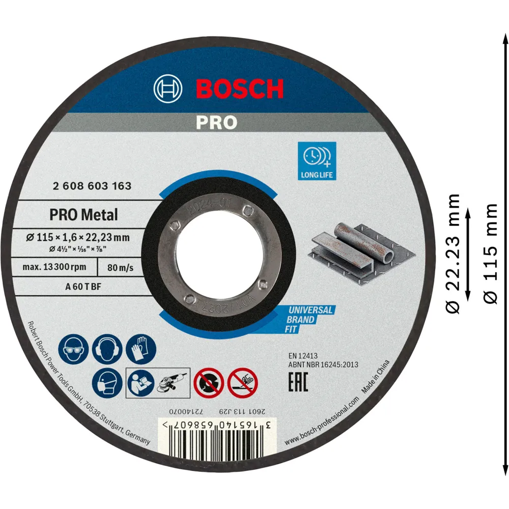 Bosch PRO Metal Trennscheibe 115 x 1,6 x 22,23 mm - 2608603163