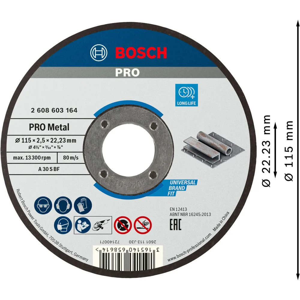Bosch PRO Metal Trennscheibe 115 x 2,5 x 22,23 mm - 2608603164