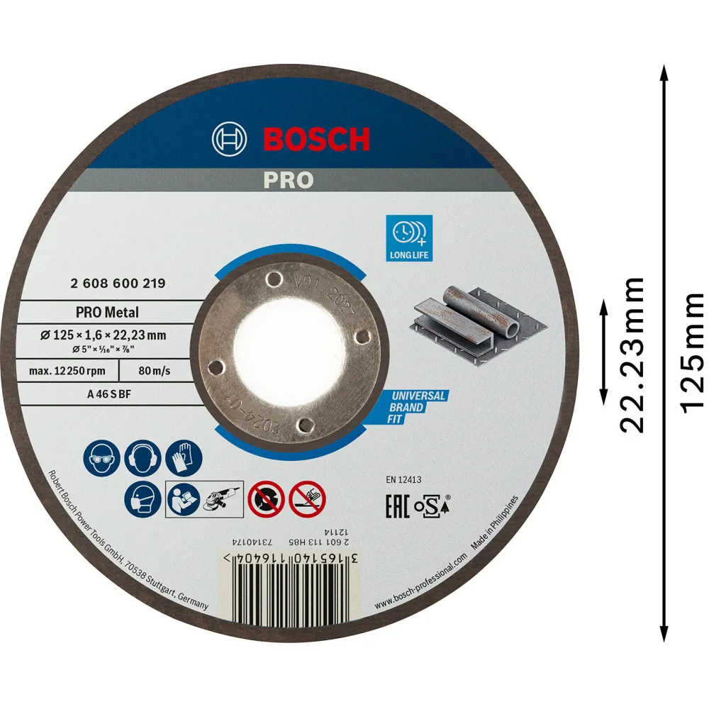 Bosch PRO Metal Trennscheibe 125 x 1,6 x 22,23 mm - 2608600219