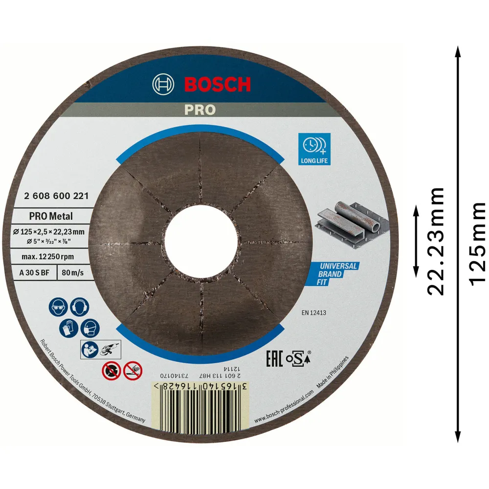 Bosch PRO Metal Trennscheibe 125 x 2,5 x 22,23 mm - 2608600221