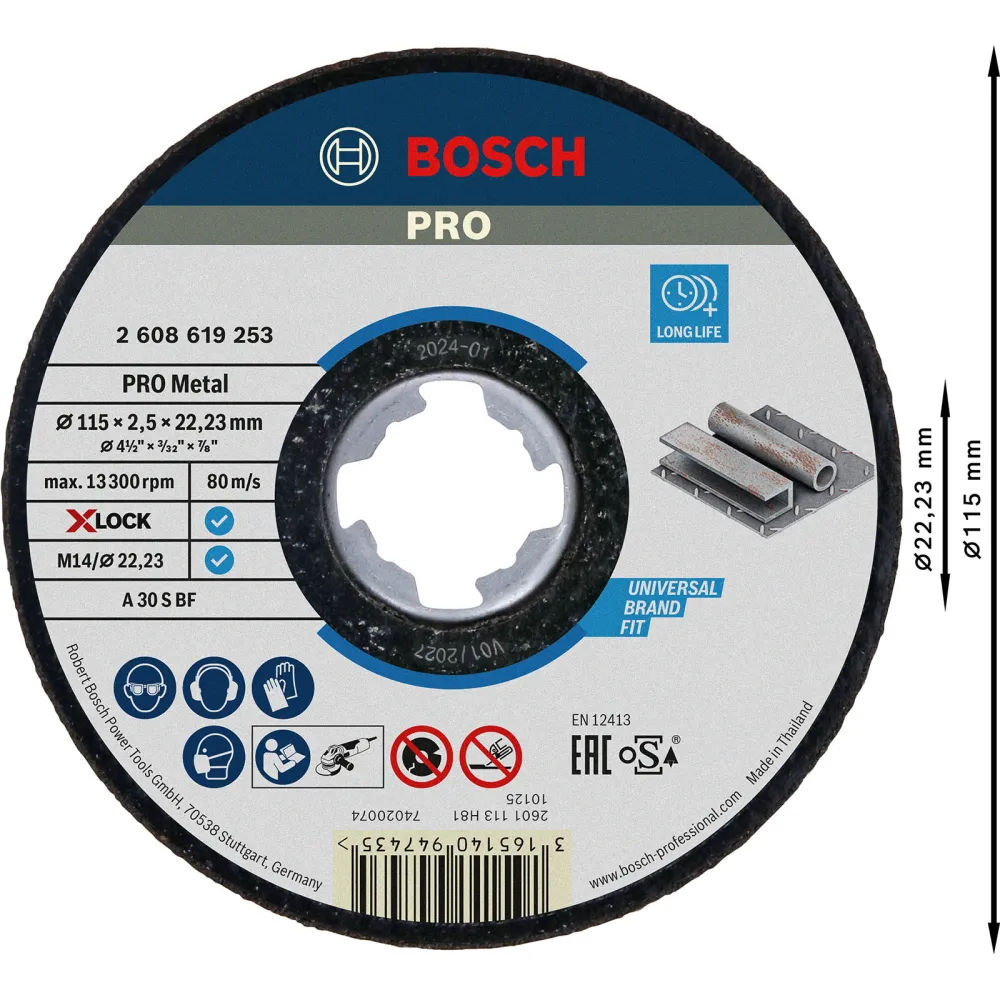 Bosch PRO Metal X-Lock Trennscheibe 115 x 2,5 x 22,23 mm - 2608619253
