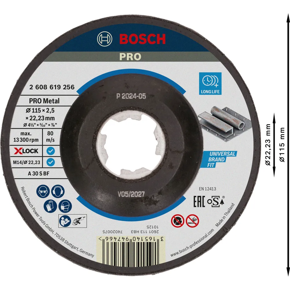 Bosch PRO Metal X-Lock Trennscheibe 115 x 2,5 x 22,23 mm - 2608619256
