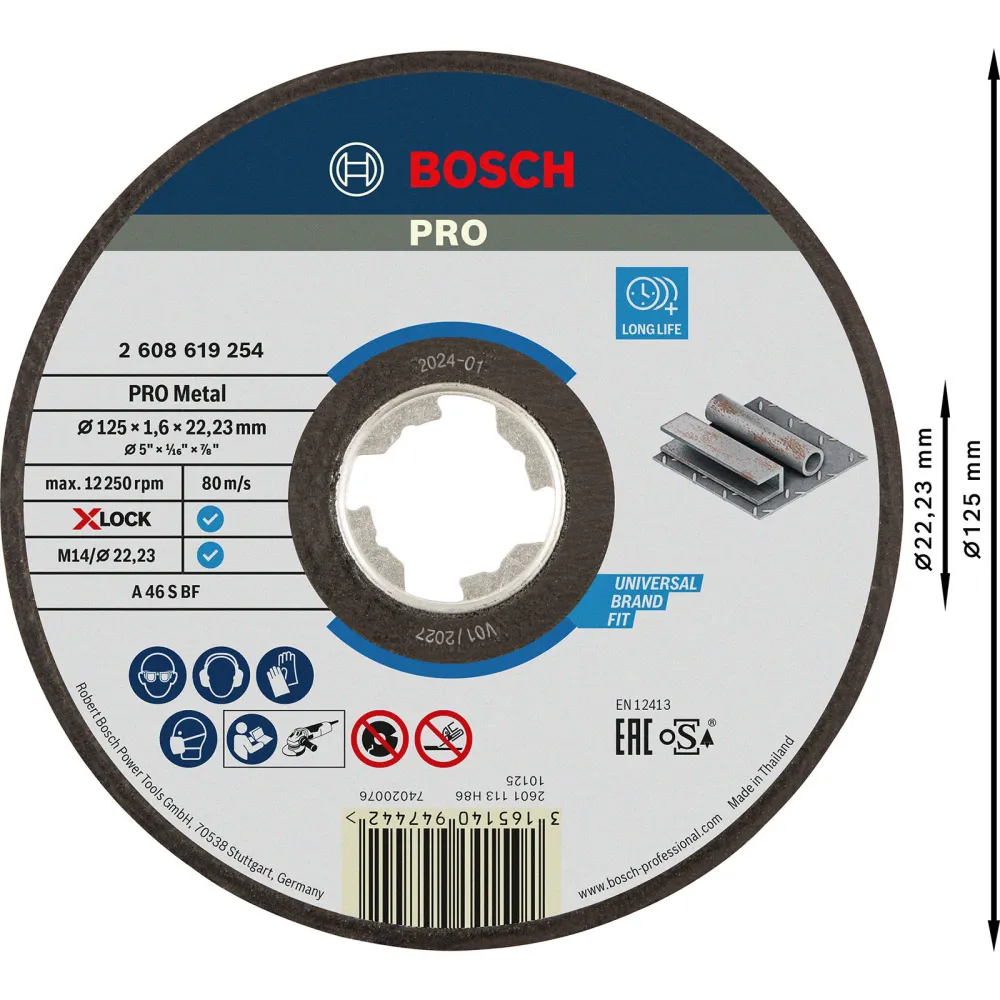 Bosch PRO Metal X-Lock Trennscheibe 125 x 1,6 x 22,23 mm - 2608619254