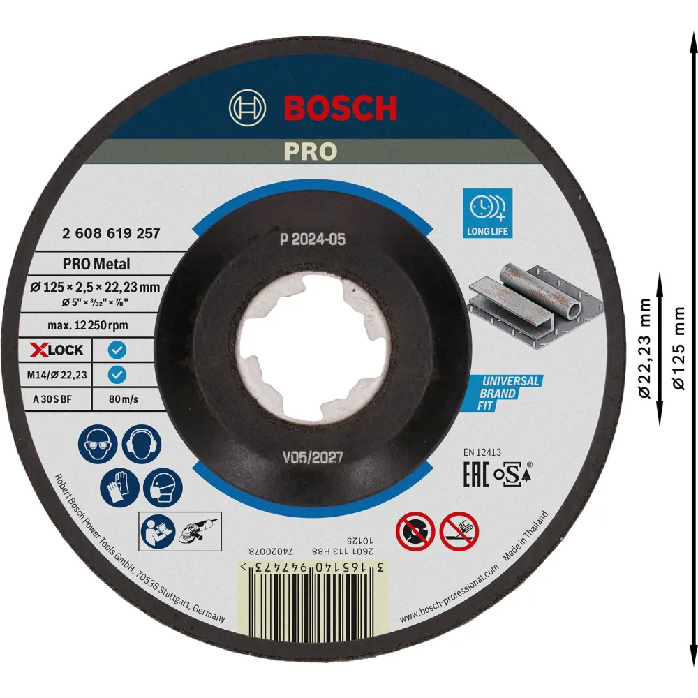 Bosch PRO Metal X-Lock Trennscheibe 125 x 2,5 x 22,23 mm - 2608619257
