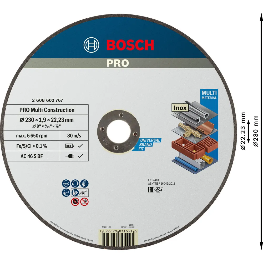 Bosch PRO Multi Material Schleifscheibe 230 x 1,9 x 22,23 mm - 2608602767