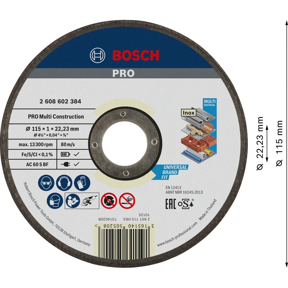 Bosch PRO Multi Material Trennscheibe 115 x 1 x 22,23 mm - 2608602384