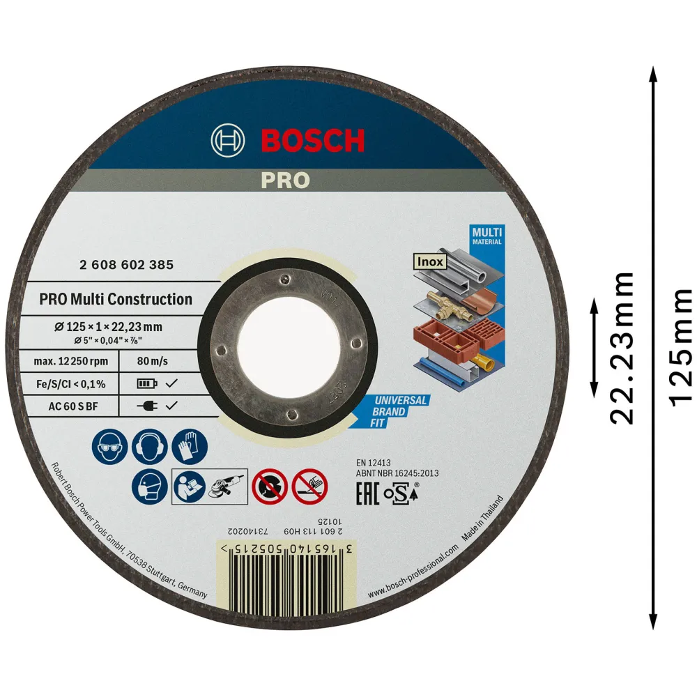 Bosch PRO Multi Material Trennscheibe 125 x 1 x 22,23 mm - 2608602385