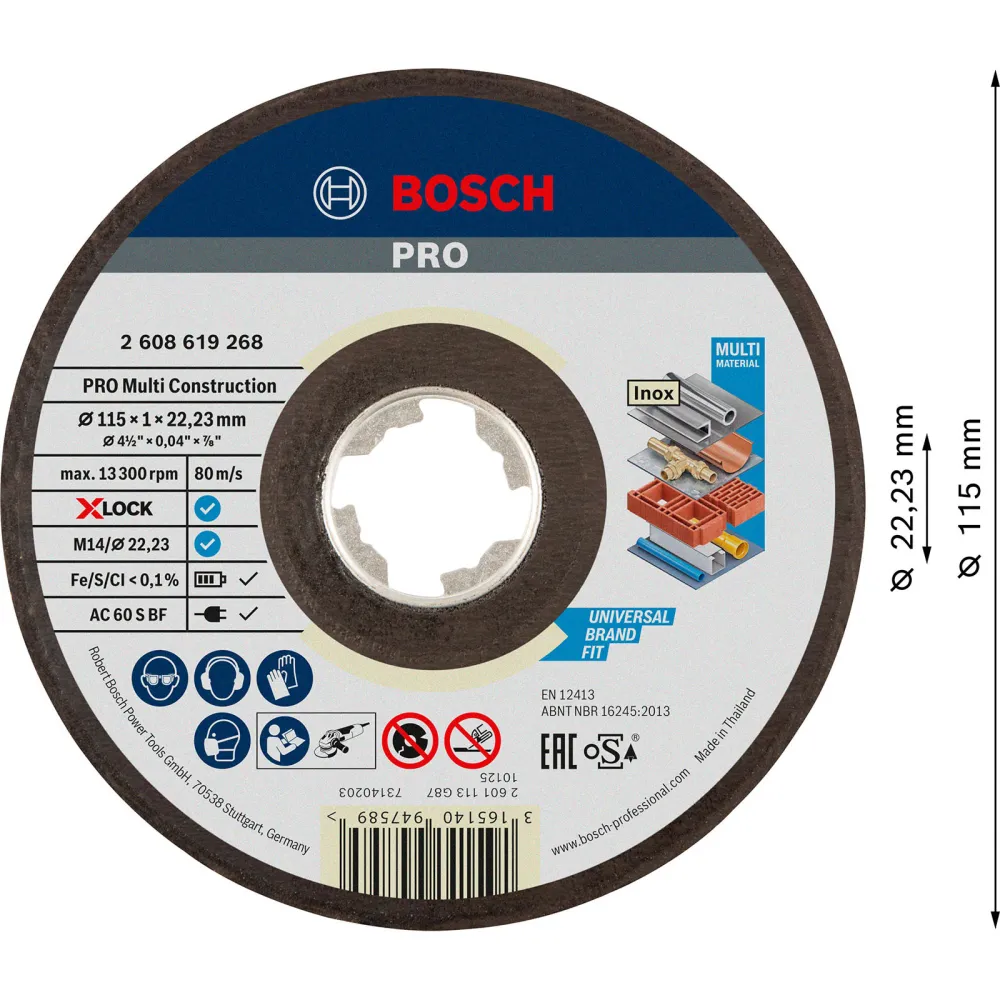 Bosch PRO Multi Material X-Lock Trennscheibe 115 x 1 x 22,23 mm - 2608619268
