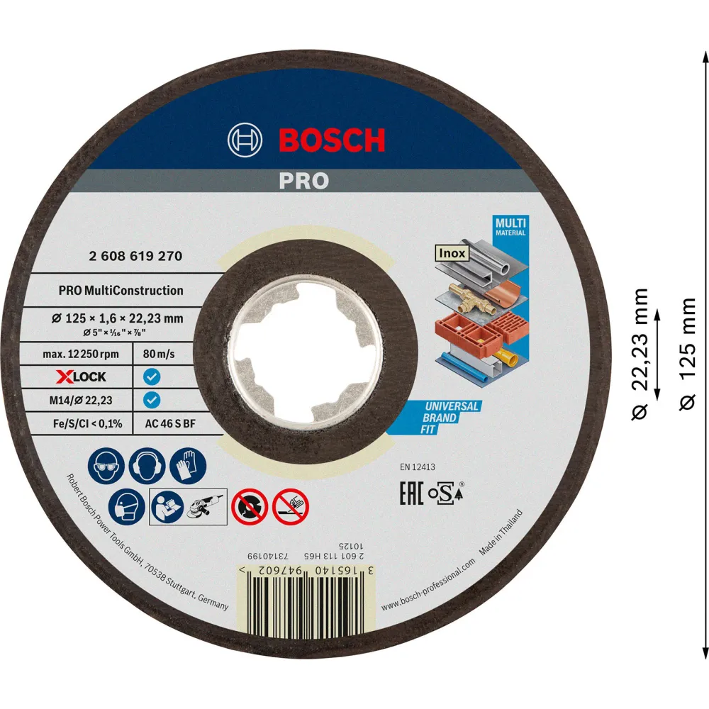 Bosch PRO Multi Material X-Lock Trennscheibe 125 x 1,6 x 22,23 mm - 2608619270