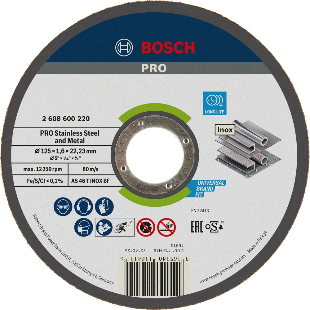 Bosch PRO Stainless Steel and Metal Trennscheibe 125 x 1,6 x 22,23 mm - 2608600220
